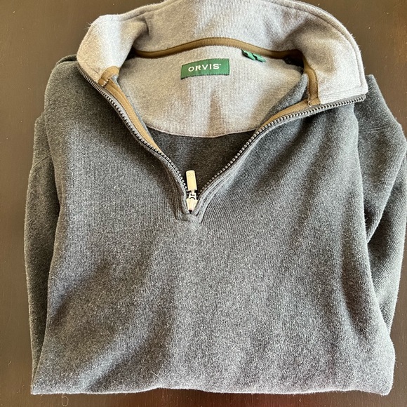 Orvis Other - Orvis Men's Heavy Ribbed Cotton Half Zip Sweatshirt/Sweater Gray Size XL